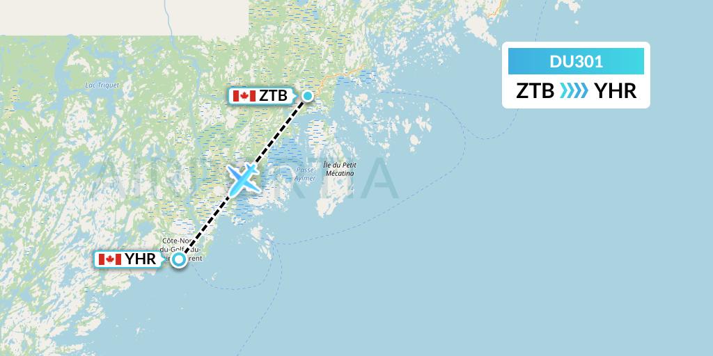 DU301 Sky Jet M.g. Inc Flight Map: Tete-a-la-Baleine to Chevery