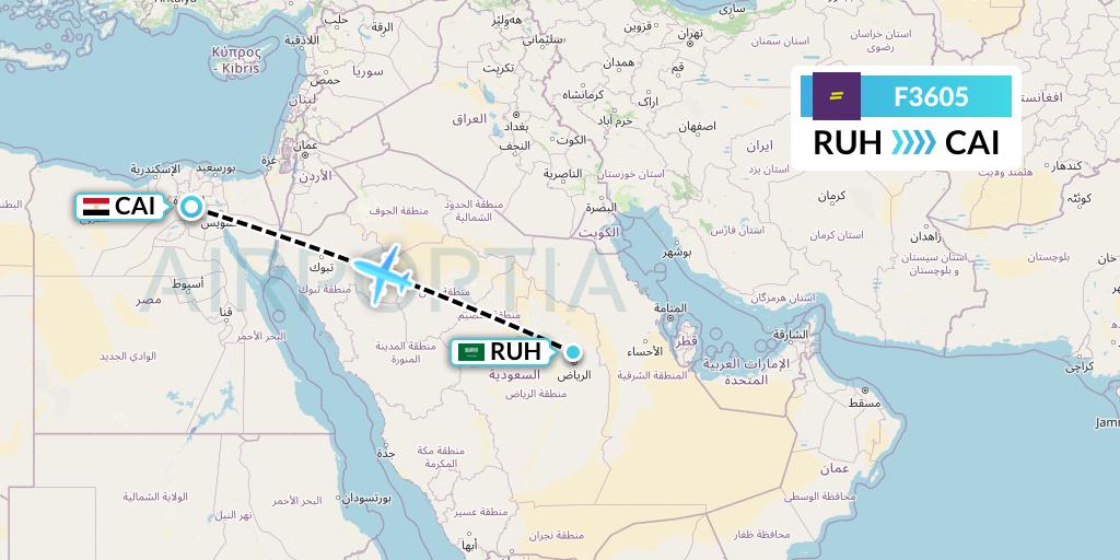 F3605 flydeal Flight Map: Riyadh to Cairo