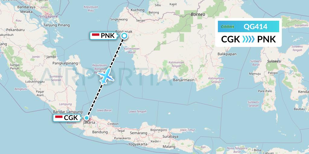 QG414 Citilink Flight Map: Jakarta to Pontianak