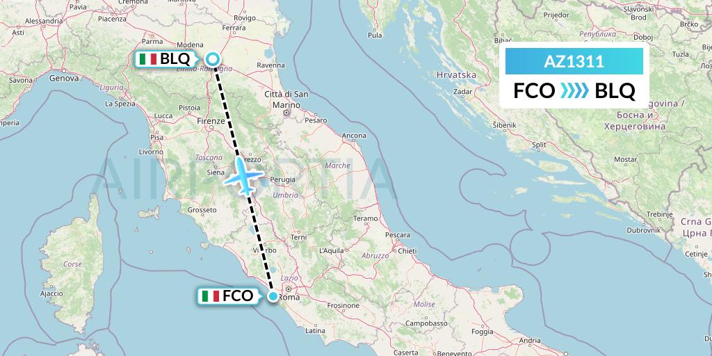 AZ1311 ITA Airways Flight Map: Rome to Bologna