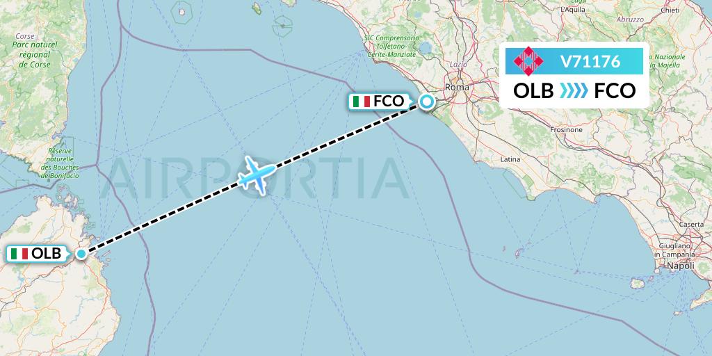 V71176 Volotea Flight Map: Olbia to Rome