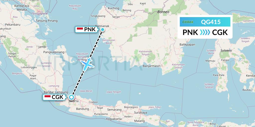 QG415 Citilink Flight Map: Pontianak to Jakarta