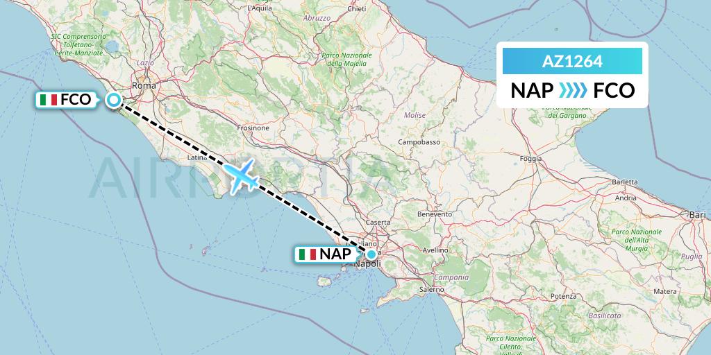 AZ1264 ITA Airways Flight Map: Naples to Rome