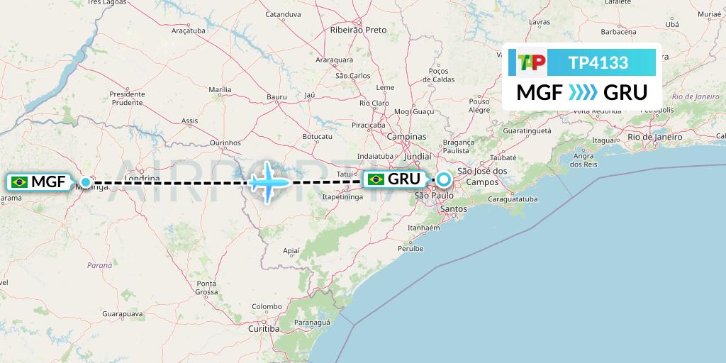 TP4133 TAP Portugal Flight Map: Maringa to Sao Paulo