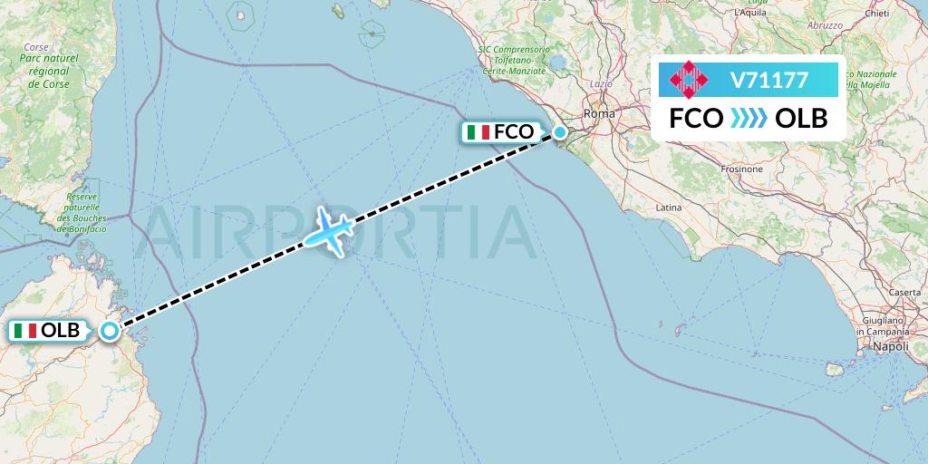 V71177 Volotea Flight Map: Rome to Olbia