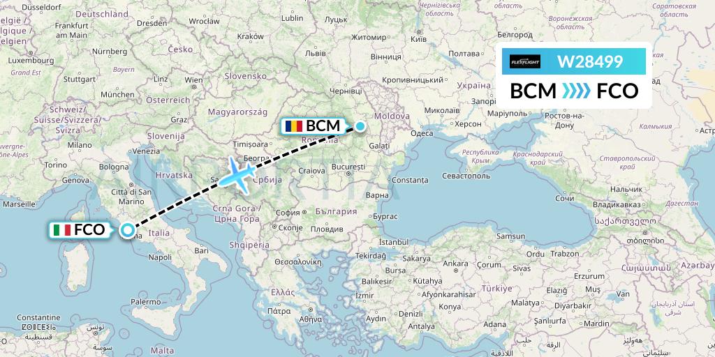 W28499 Flex Flight Flight Map: Bacau to Rome