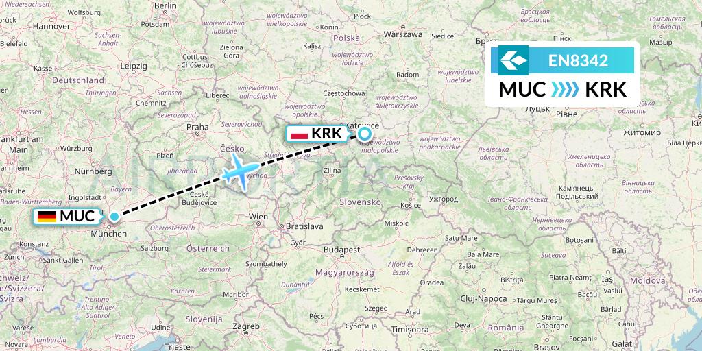 EN8342 Air Dolomiti Flight Map: Munich to Krakow