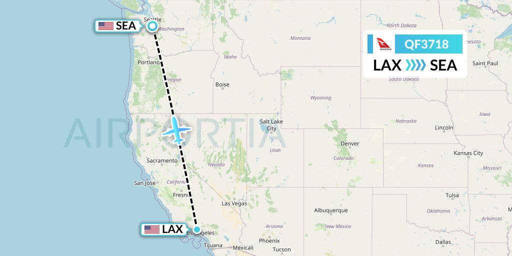 QF3718 Qantas Flight Map: Los Angeles to Seattle