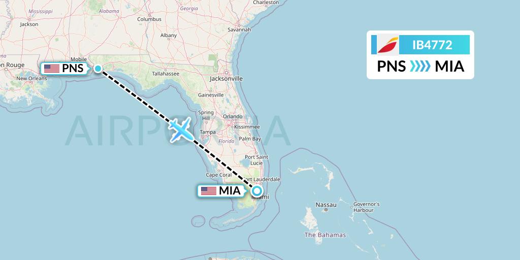 IB4772 Iberia Flight Map: Pensacola to Miami