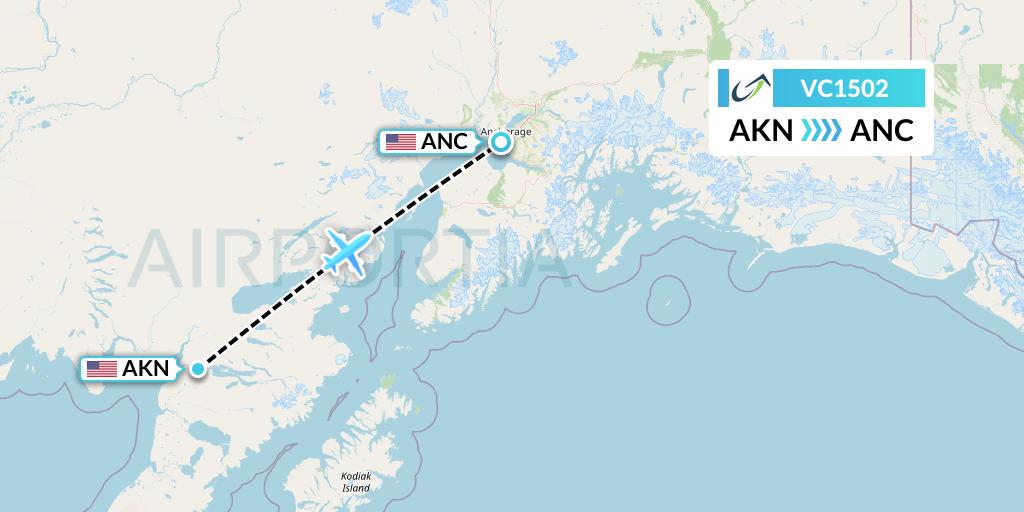 VC1502 ViaAir Flight Map: King Salmon to Anchorage