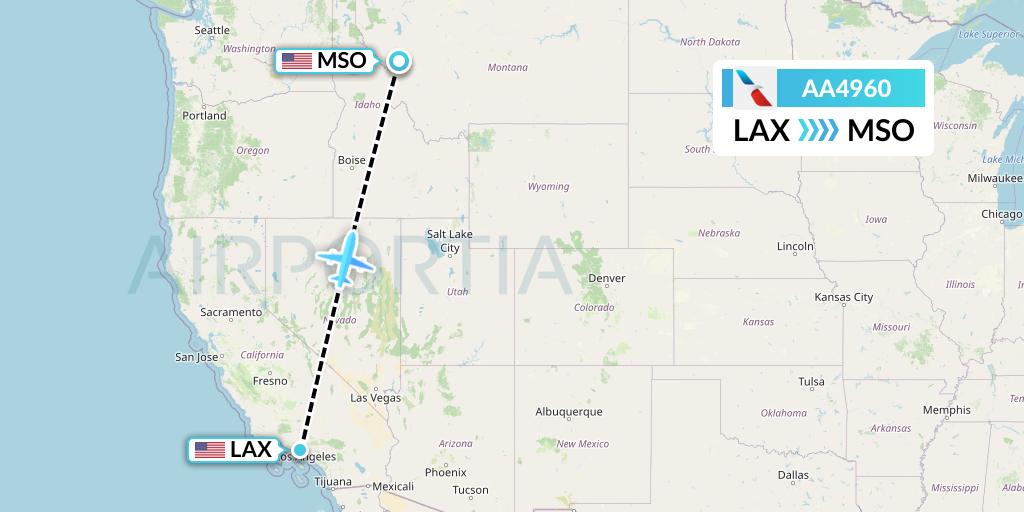 AA4960 American Airlines Flight Map: Los Angeles to Missoula