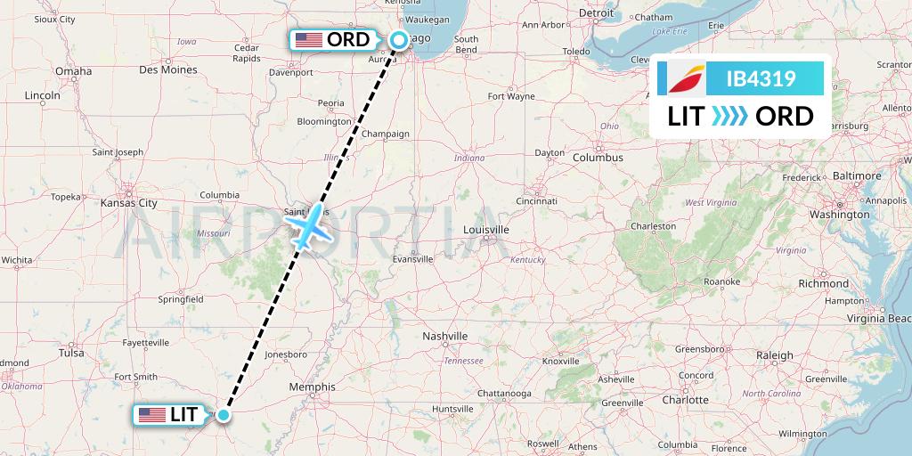 IB4319 Iberia Flight Map: Little Rock to Chicago