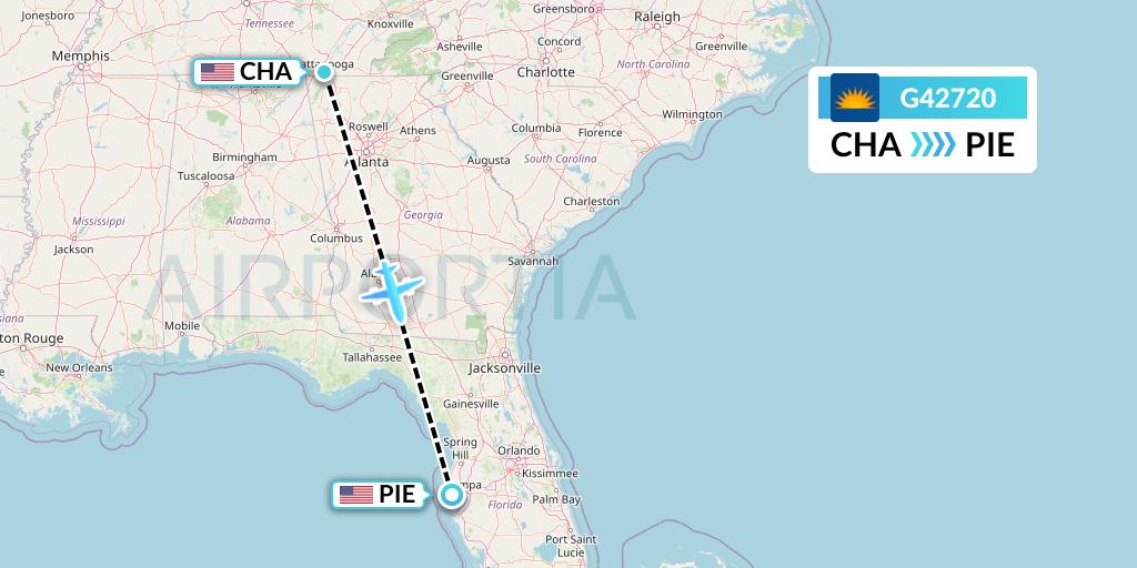 G42720 Allegiant Air Flight Map: Chattanooga to St. Petersburg