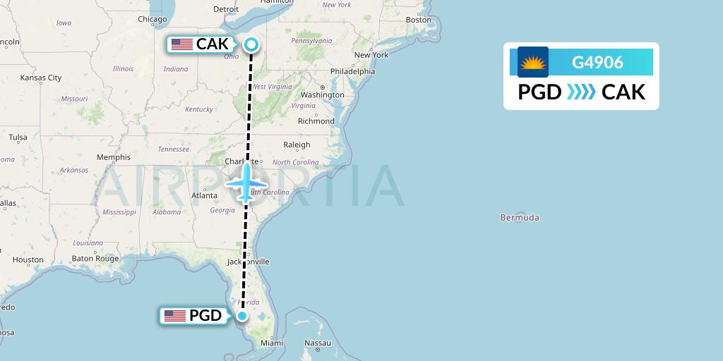 G4906 Allegiant Air Flight Map: Punta Gorda to Akron