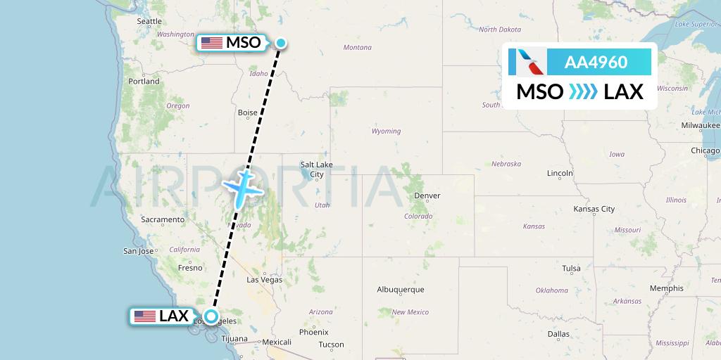AA4960 American Airlines Flight Map: Missoula to Los Angeles