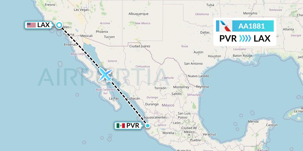 AA1881 American Airlines Flight Map: Puerto Vallarta to Los Angeles