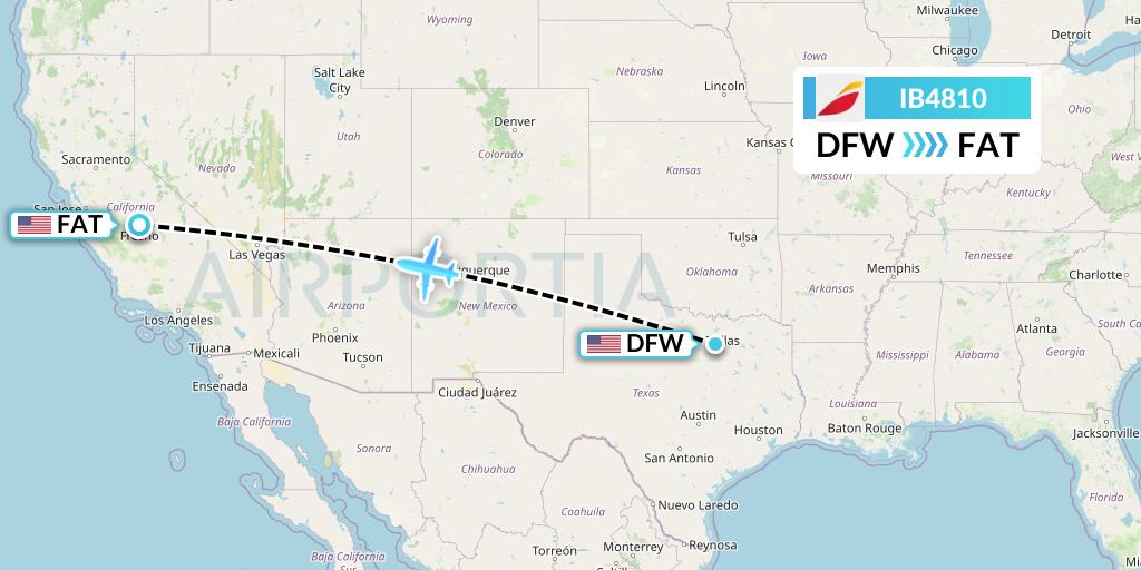 IB4810 Iberia Flight Map: Dallas to Fresno
