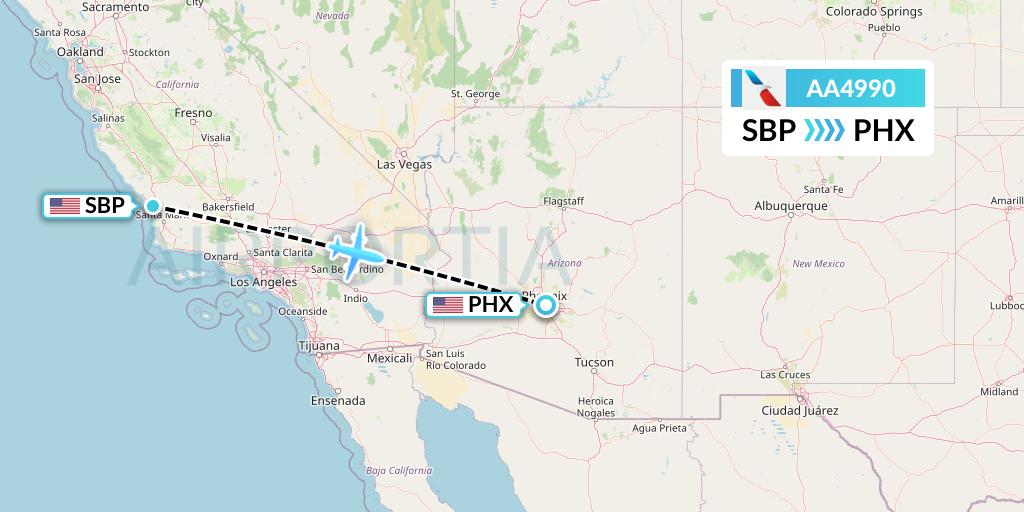 AA4990 American Airlines Flight Map: San Luis Obispo to Phoenix