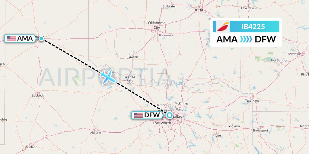IB4225 Iberia Flight Map: Amarillo to Dallas