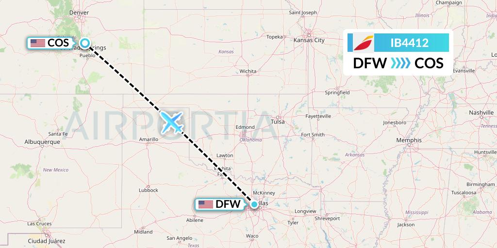 IB4412 Iberia Flight Map: Dallas to Colorado Springs
