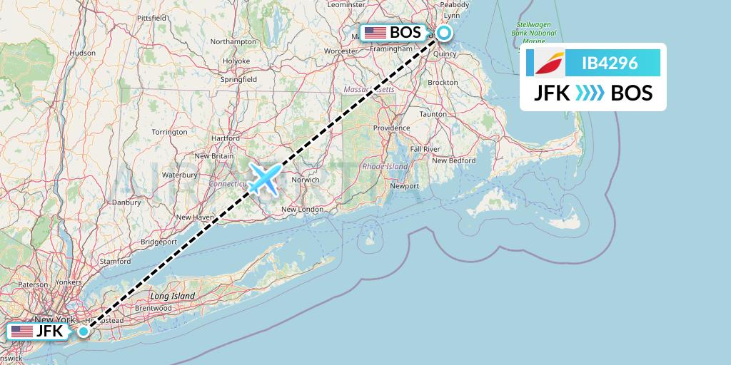 IB4296 Iberia Flight Map: New York to Boston