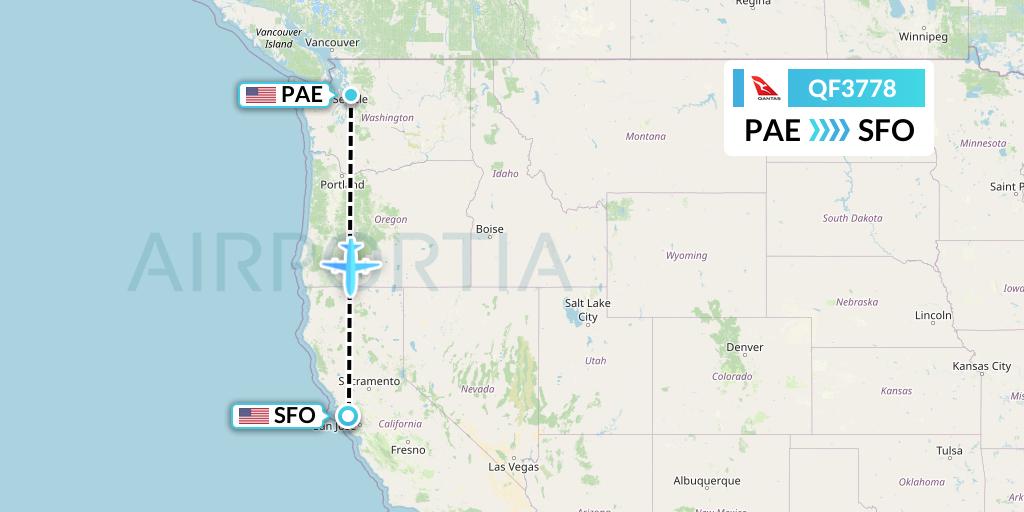 QF3778 Qantas Flight Map: Everett to San Francisco