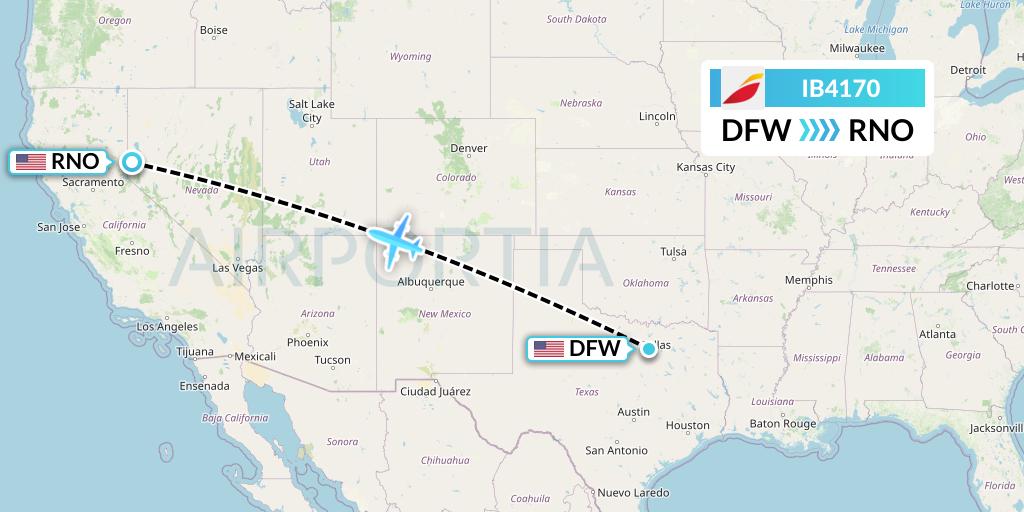 IB4170 Iberia Flight Map: Dallas to Reno