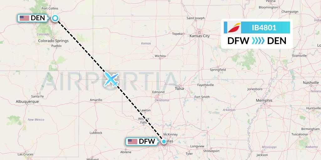 IB4801 Iberia Flight Map: Dallas to Denver