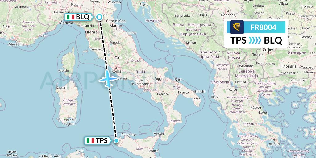 FR8004 Flight Status Ryanair Trapani to Bologna (RYR8004)