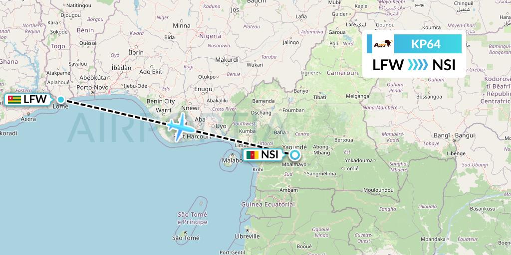 KP64 ASKY Flight Map: Lome to Yaounde