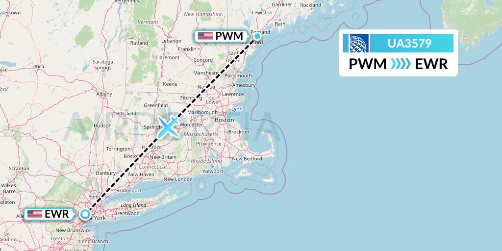 UA3579 United Airlines Flight Map: Portland to New York