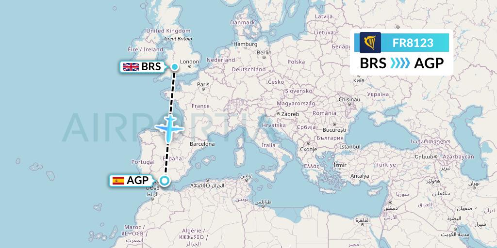 FR8123 Ryanair Flight Map: Bristol to Malaga