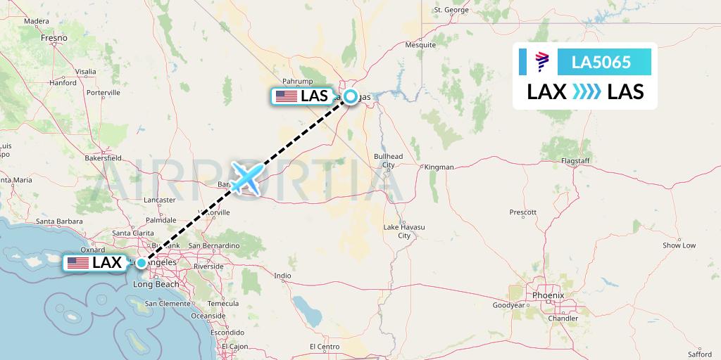 LA5065 LAN Airlines Flight Map: Los Angeles to Las Vegas