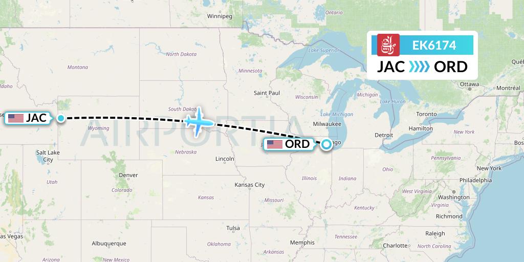 EK6174 Emirates Flight Map: Jackson to Chicago