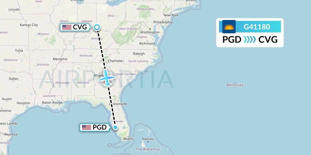 G41180 Allegiant Air Flight Map: Punta Gorda to Cincinnati