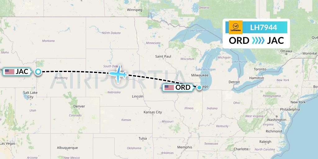 LH7944 Lufthansa Flight Map: Chicago to Jackson