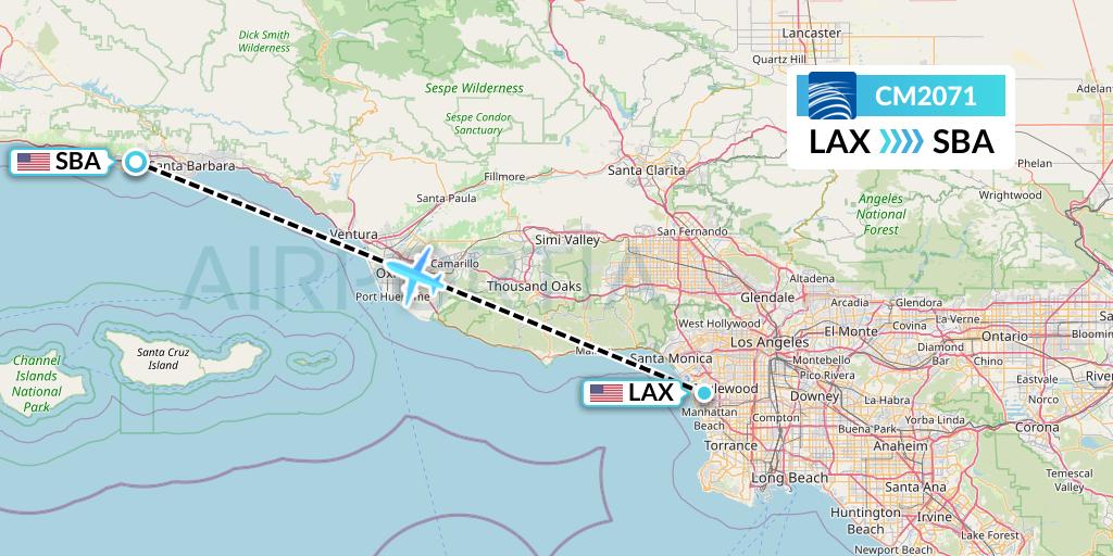 CM2071 Copa Airlines Flight Map: Los Angeles to Santa Barbara