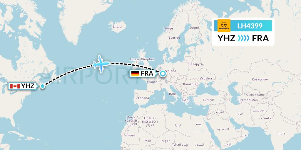 LH4399 Lufthansa Flight Map: Halifax to Frankfurt