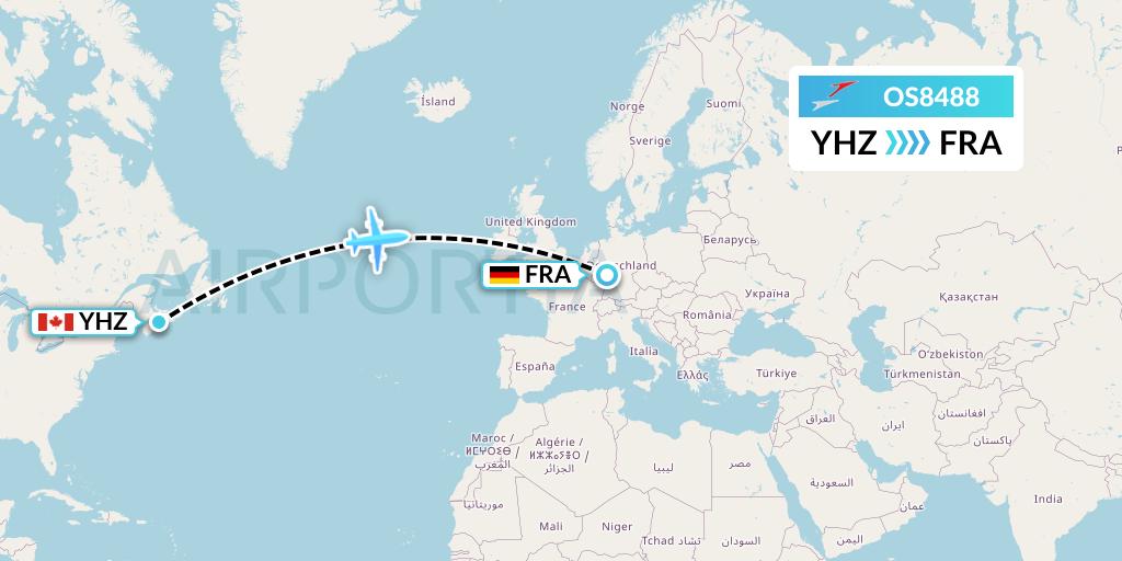 OS8488 Austrian Airlines Flight Map: Halifax to Frankfurt