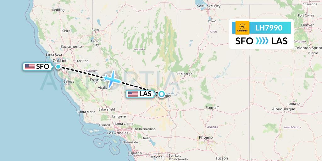 LH7990 Lufthansa Flight Map: San Francisco to Las Vegas