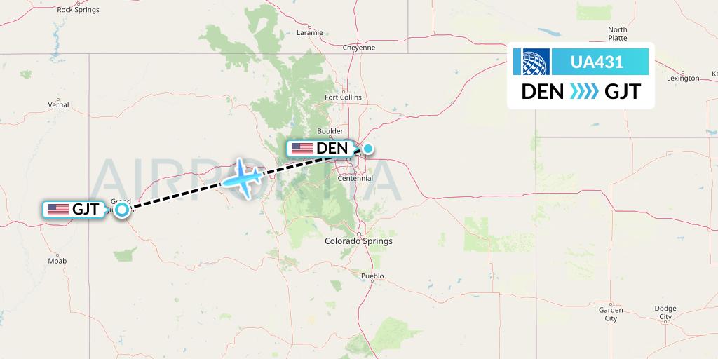 UA431 United Airlines Flight Map: Denver to Grand Junction