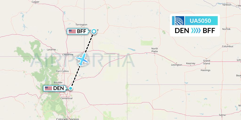 UA5050 United Airlines Flight Map: Denver to Scottsbluff