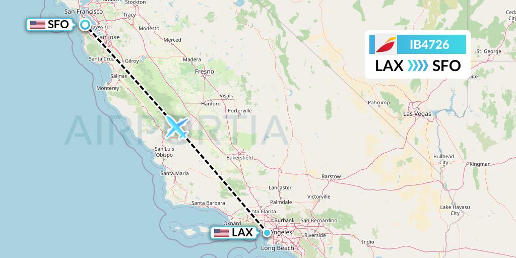 IB4726 Iberia Flight Map: Los Angeles to San Francisco