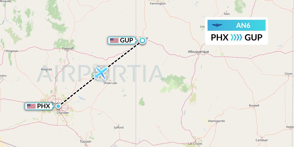 AN6 Advanced Air Flight Map: Phoenix to Gallup