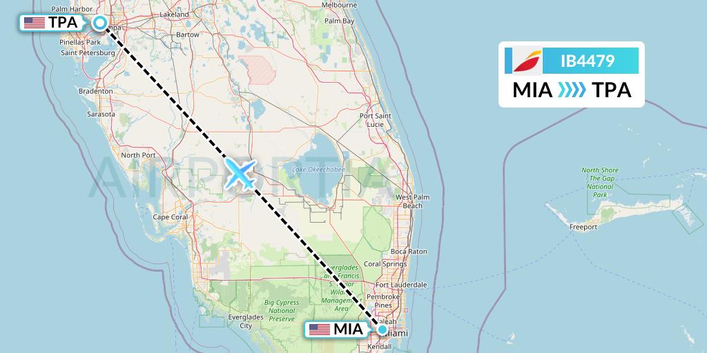 IB4479 Iberia Flight Map: Miami to Tampa