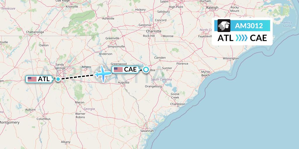 AM3012 Aeromexico Flight Map: Atlanta to Columbia