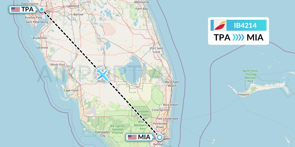 IB4214 Iberia Flight Map: Tampa to Miami