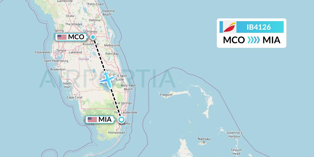 IB4126 Iberia Flight Map: Orlando to Miami