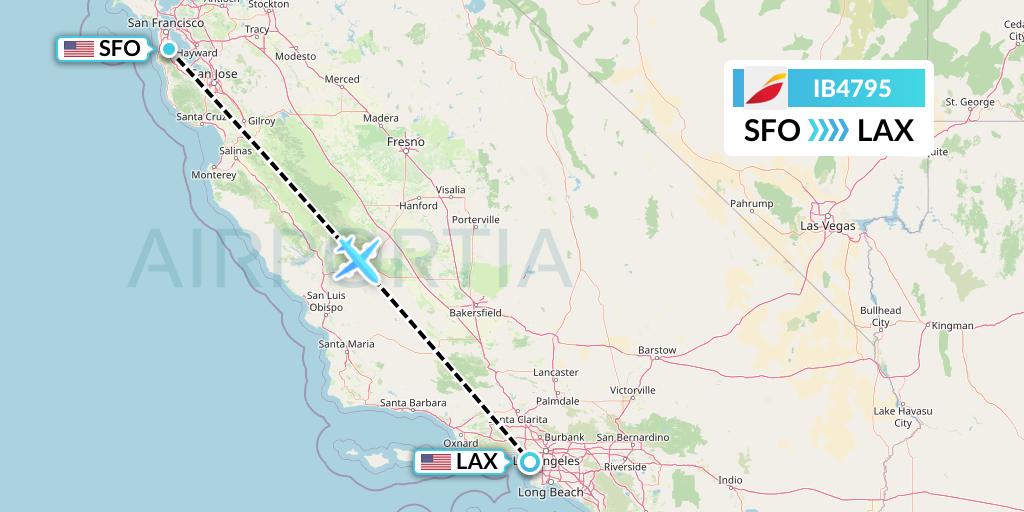 IB4795 Iberia Flight Map: San Francisco to Los Angeles