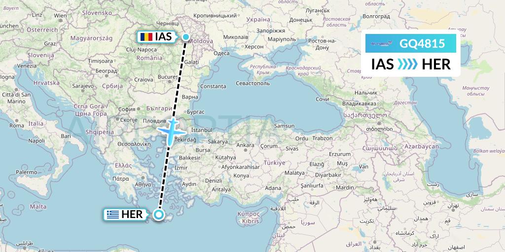 GQ4815 Sky Express (Greece) Flight Map: Iasi to Heraklion